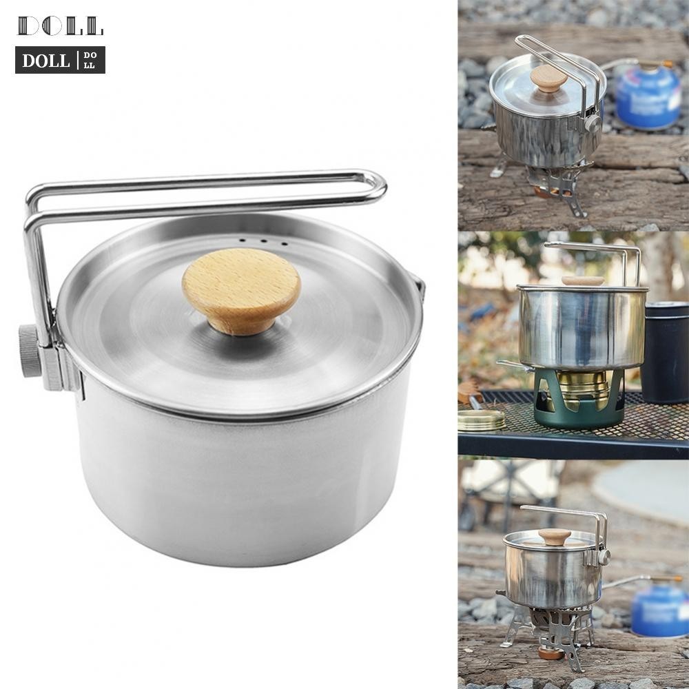 -New In May-Outdoor Camping Instant noodle pot with Lid  Foldable Handle Tea Pot Water Pot[Overseas Products]