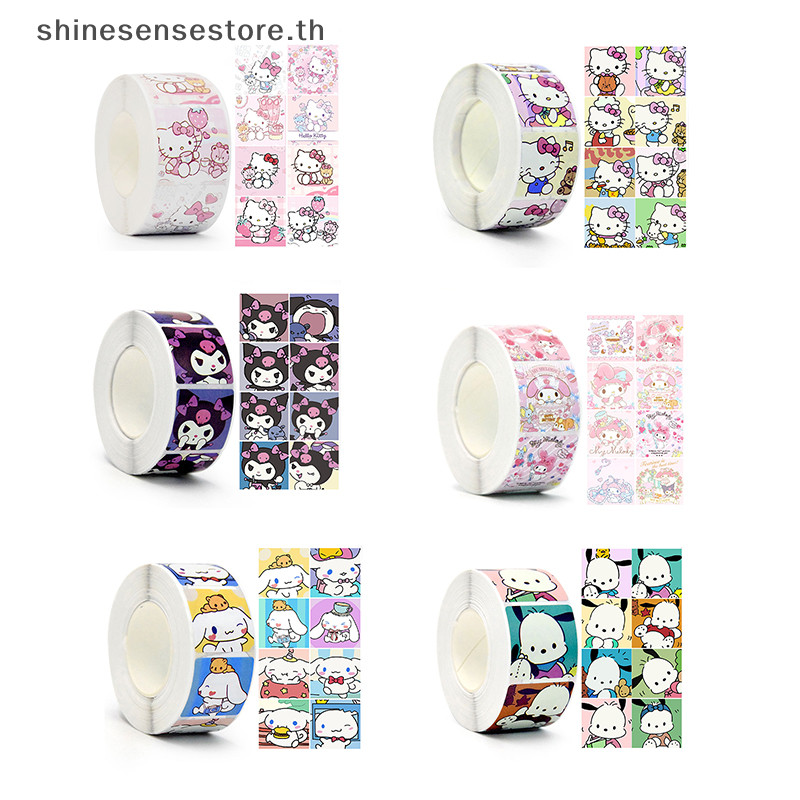 Shine 500 ชิ้น/ม้วนน่ารัก Cinnamoroll My Melody Kuromi รางวัลสติกเกอร์นักเรียนคู่มือของขวัญสติกเกอร์ตกแต่ง TH