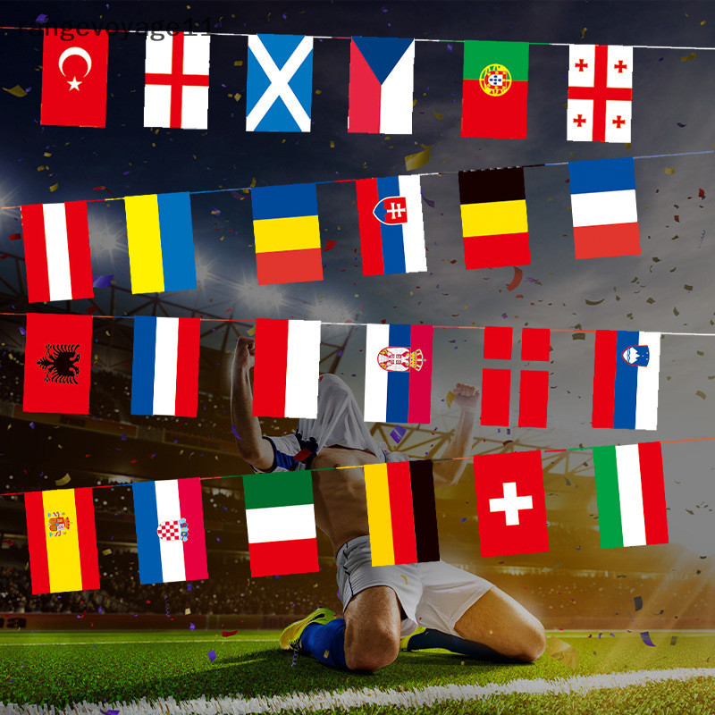 [Rangevoyage] 2024 ยุโรปประเทศธง 24 ชิ้น Euro Cup Country Flag Bung National String Flags แบนเนอร์กิจกรรมฟุตบอล Garlands Decor [TH]
