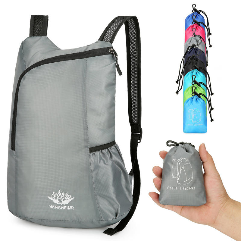 น้ําหนักเบาเป็นพิเศษกระเป๋าเป้สะพายหลังพับได้เดินป่าขนาดเล็ก Rucksack Ultralight กันน้ํา Travel Packable Daypack สําหรับกีฬากลางแจ้ง Travelling เดินเดินป่าตั้งแคมป์