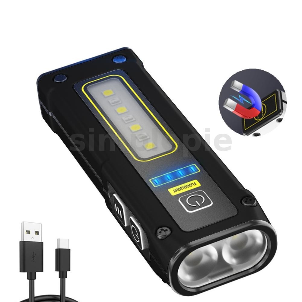 Xpg COB ไฟฉาย LED 2000mAh 7Gear Double Light Source ไฟฉายไฟฉายขนาดเล็กแม่เหล็กฉุกเฉิน Power Bank แบบพกพากลางแจ้ง Camping Light