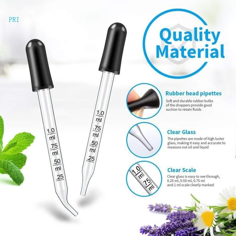 Pri Glass Liquid Droppers 1 Dropper Pipette Glass Stain Dropper สําหรับแต ่ งหน ้ า Art Liquid Plant