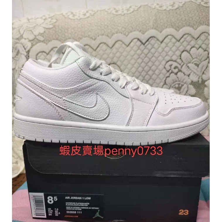 อากาศ A/J 1 Low 553558-130 A/J 1 Triple White 全白筒