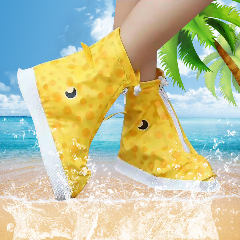 Waterproof Shoe Cover Children Cartoon Shoe Cover Primary School Boys and Girls Rainproof Thickened Non-Slip Wear-Resistant Sole Rain Boot Cover Shoe Cover/yx/