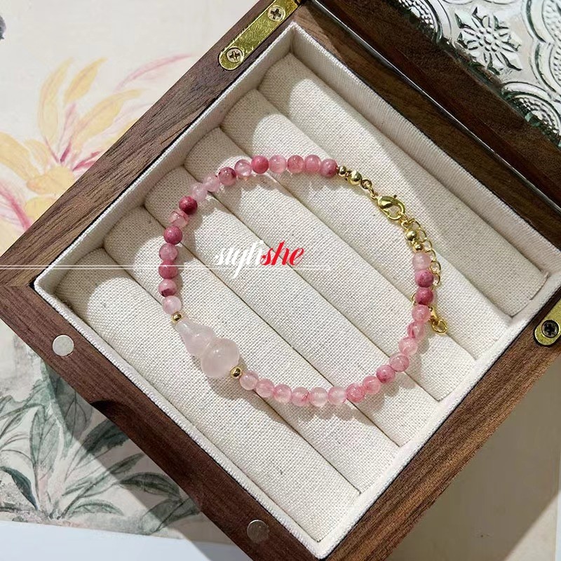 สีชมพูพีชมินิลูกปัดสร ้ อยข ้ อมือผู ้ หญิงมะระสร ้ อยข ้ อมือจีนแฟชั ่ นเครื ่ องประดับมือสาวของขวัญ