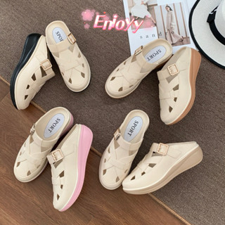 🍓EnJoy🍓 พร้อมส่ง (TO-6480) รองเท้าแตะแฟชั่นผู้หญิงแบบสวม เปิ…