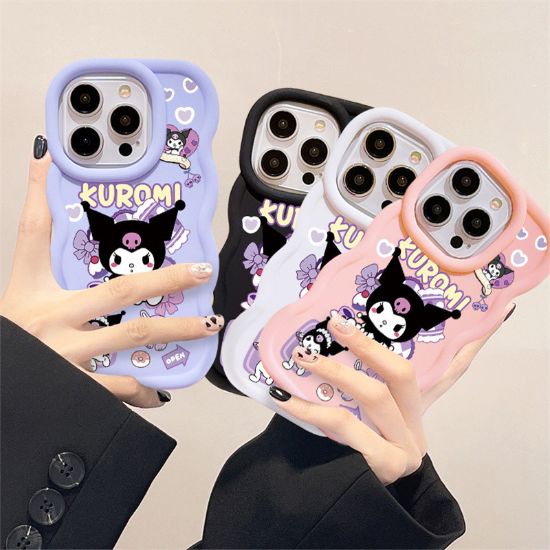 น่ารัก Kuromi การ์ตูนเคสโทรศัพท์สําหรับ OPPO Reno2 F 2Z Reno4 Reno5 5z/Reno6 6Z Reno 7 7Z Reno8 8z 8T/Reno10 Pro Reno 11 Pro 5G แฟชั่น Macaron คลื่นรูปร่างซิลิโคนนุ่ม