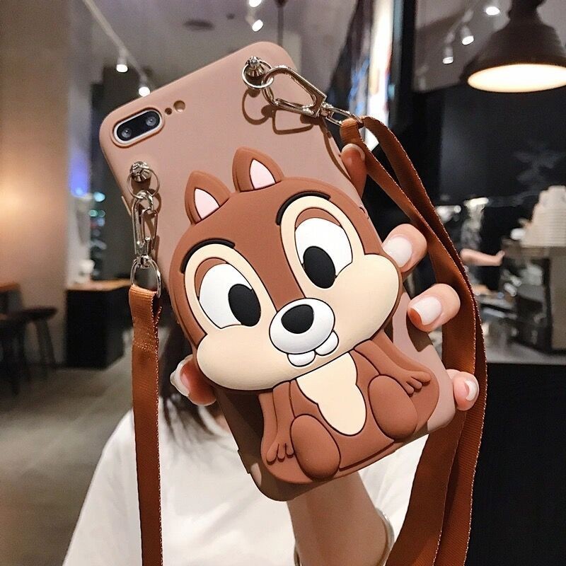 Casing For Huawei Y7A Y6P 2020 P30 Lite Nova 3i 4e 5T 7 7SE 7i 9SE 10 Pro Y9 Prime 2019 Cartoon Soft TPU Coin Back Cover Cute 3D Squirrel Wallet Bags Phone Case With Lanyard
