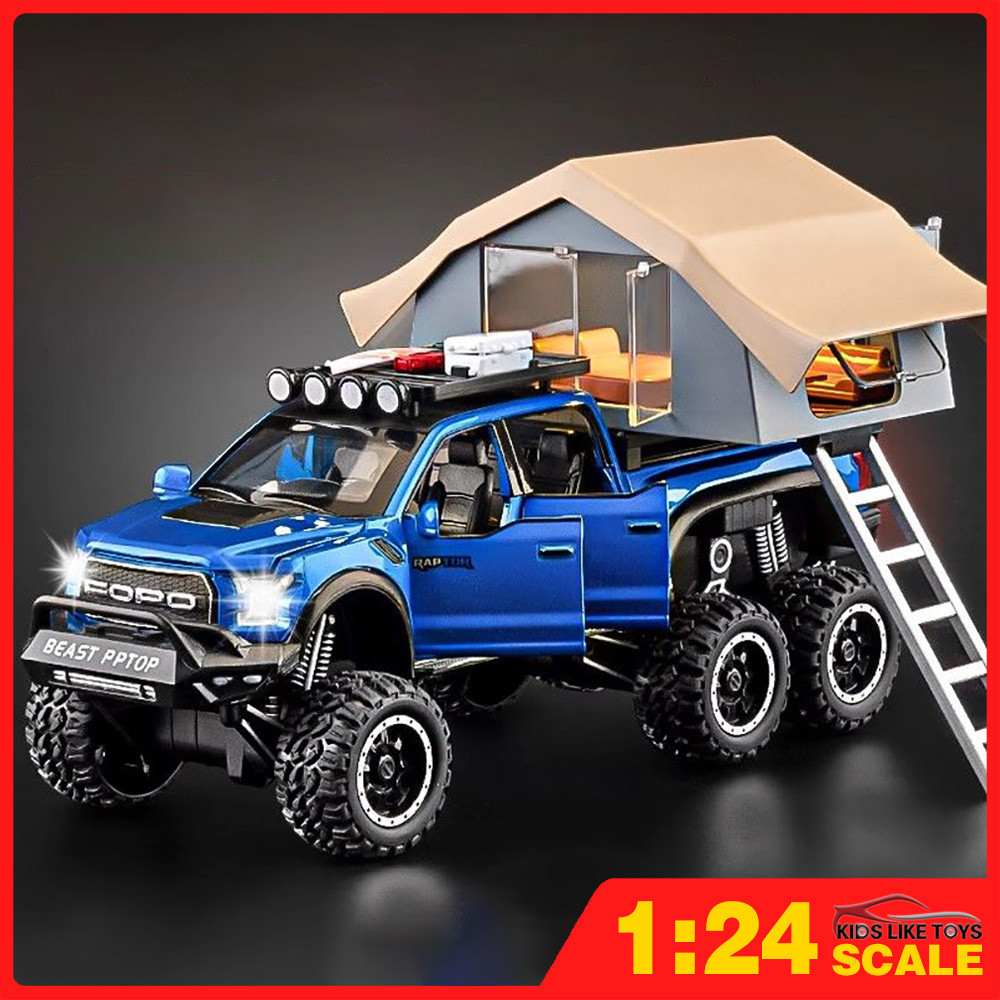 Klt 1 กล ่ อง 24 FORD F-150 RAPTOR Camping RV โลหะของเล ่ นรถรุ ่ นDiecastสําหรับชายเด ็ กจําลองเสียงแสงผลของขวัญงานอดิเรกคอลเลกชัน