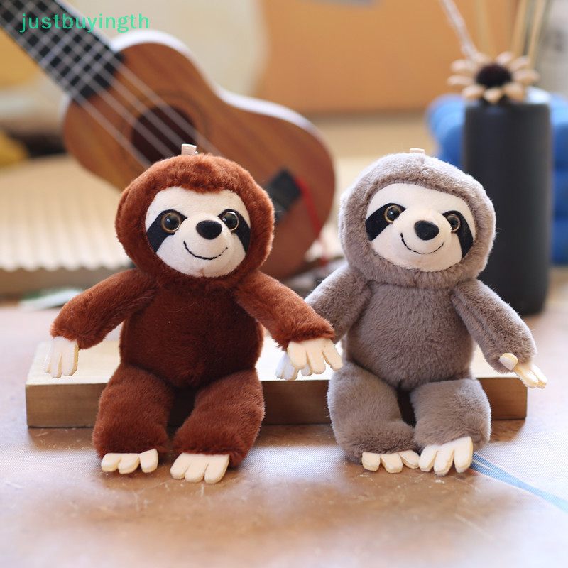 [JBTH] Sloth Big Eyes จี้ขนาดเล็กพวงกุญแจคลิป Mini ตุ๊กตาของเล่นตุ๊กตาสัตว์ตุ๊กตาสีเทา Sloth Dangler ของขวัญเด็ก [JB]