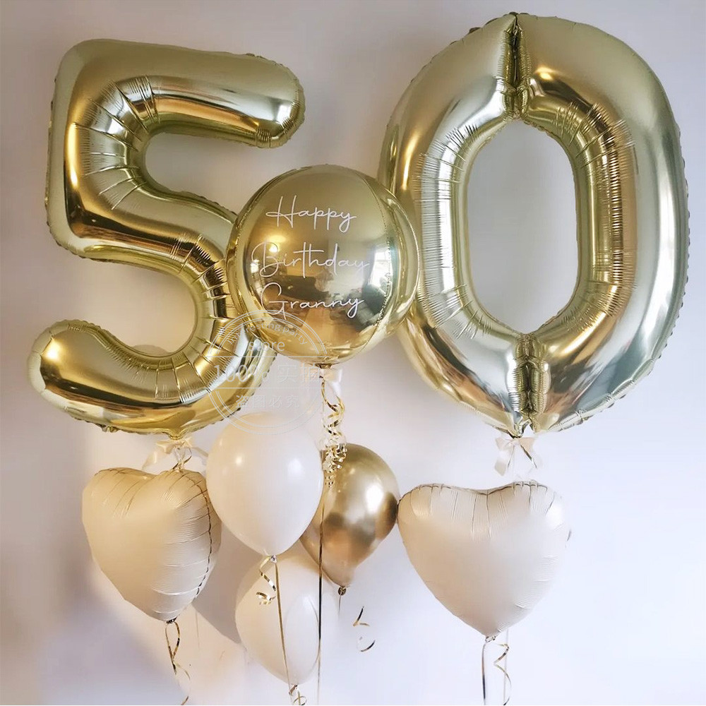 40 นิ ้ วแพลทินัมจํานวนบอลลูนแสงทองรูปบอลลูนฮีเลียม 0-9 หลัก Globos 30 50th วันเกิดตกแต ่ ง Baby Shower