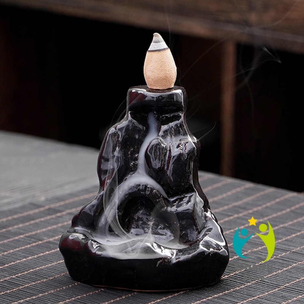 Comfy กระถางธูปกำยานควันน้ำตก สไตล์หิน ดอกบัว incense burner - รูปที่ 3
