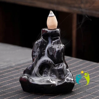 Comfy กระถางธูปกำยานควันน้ำตก สไตล์หิน ดอกบัว incense burner