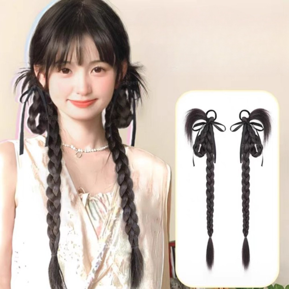 Y2k สาวมวย Twist วิกผมถัก Minine เดียวกันผมหางม ้ าปุย Feather จําลองผู ้ หญิง Hair Extension