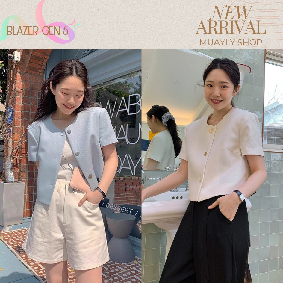 ✨พร้อมส่ง💗 เสื้อเบลเซอร์ คอกลม สไตล์เกาหลี [ Blazer crop top #5 ] ตัวสั้น แนว casual เสื้อคลุม ผ้าเนื้อดี มีซับทั้งตัว