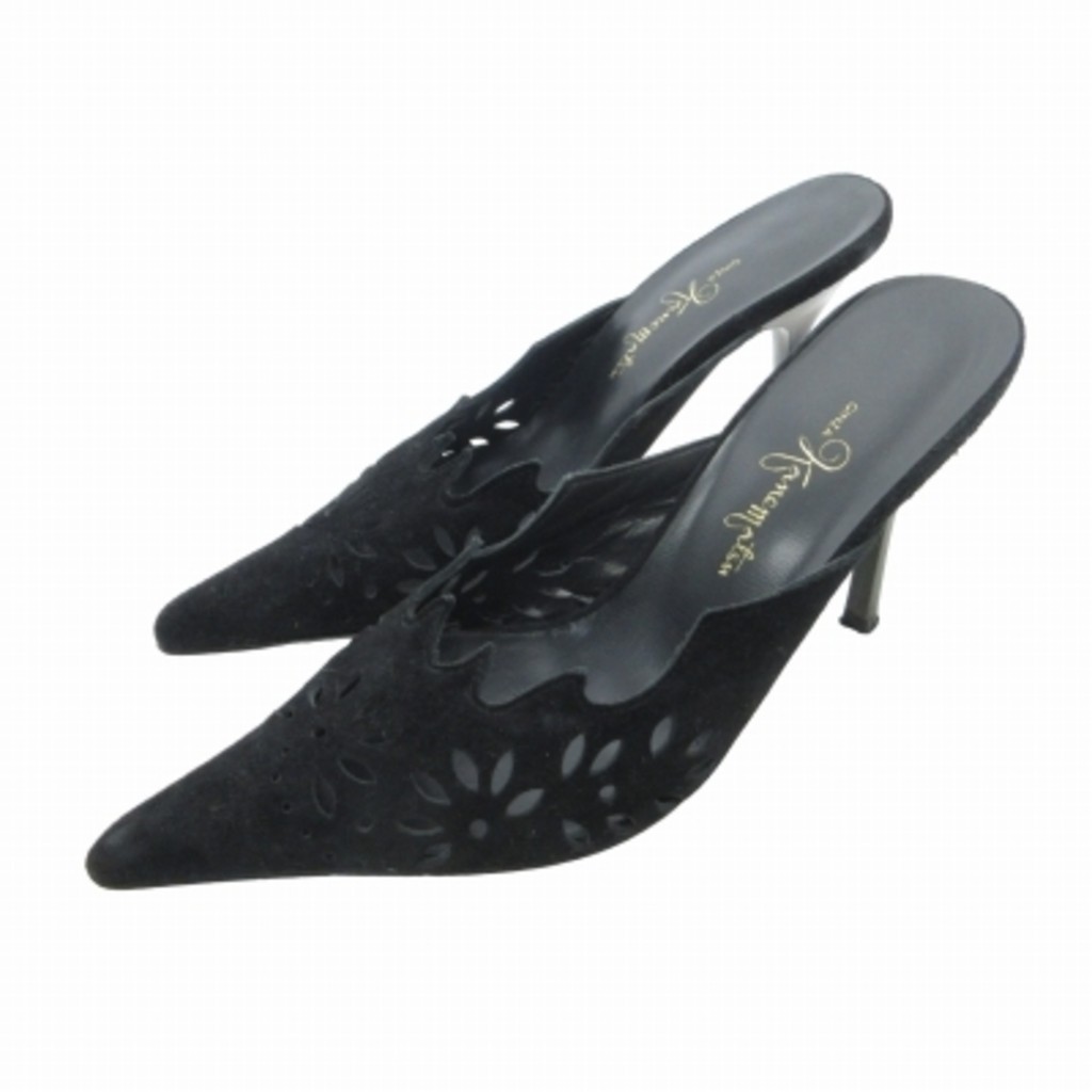 Ginza Kanematsu Pumps Mule Sandals Heels Suede Black 21.5 cm Direct from Japan Secondhand