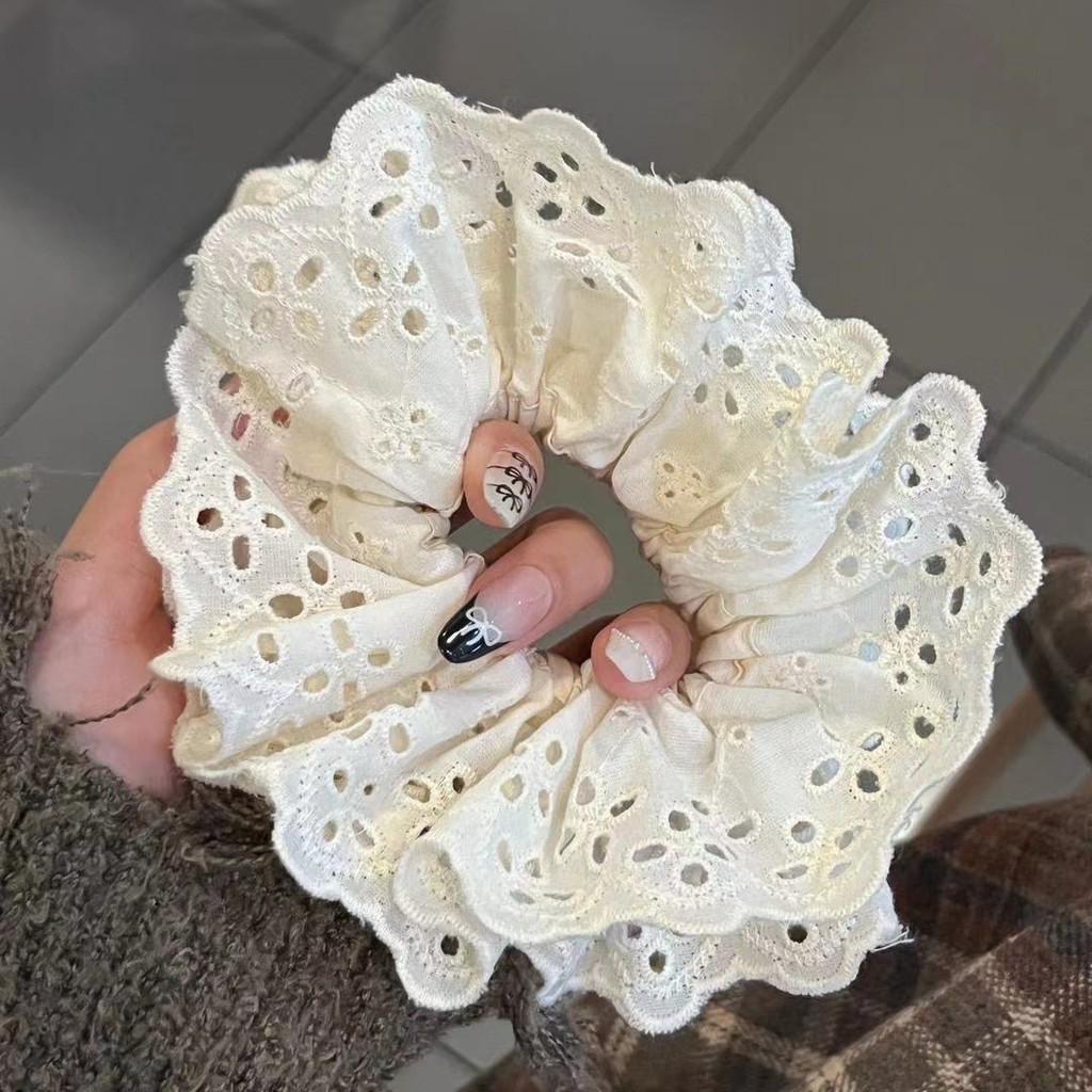 ฤดูร ้ อน Zhao Lusi สไตล ์ เดียวกัน Super Fairy ลูกไม ้ Scrunchy แหวนผมยางรัดผมเชือกหัวภาษาฝรั ่ งเศสคํา Retro อุปกรณ ์ เสริมผม - รูปที่ 6