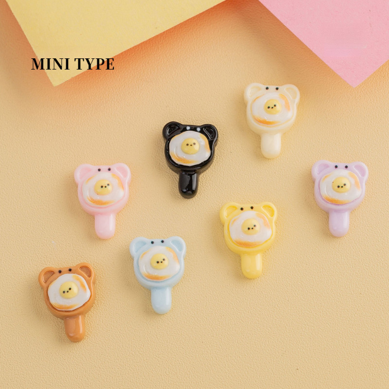 Diy diy เรซิ ่ นอุปกรณ ์ เสริม Mini สไตล ์ หมีทอดไข ่ จําลองสนุก Candy ของเล ่ นอุปกรณ ์ เสริมคลิปผมครีมกาวเคสโทรศัพท ์
