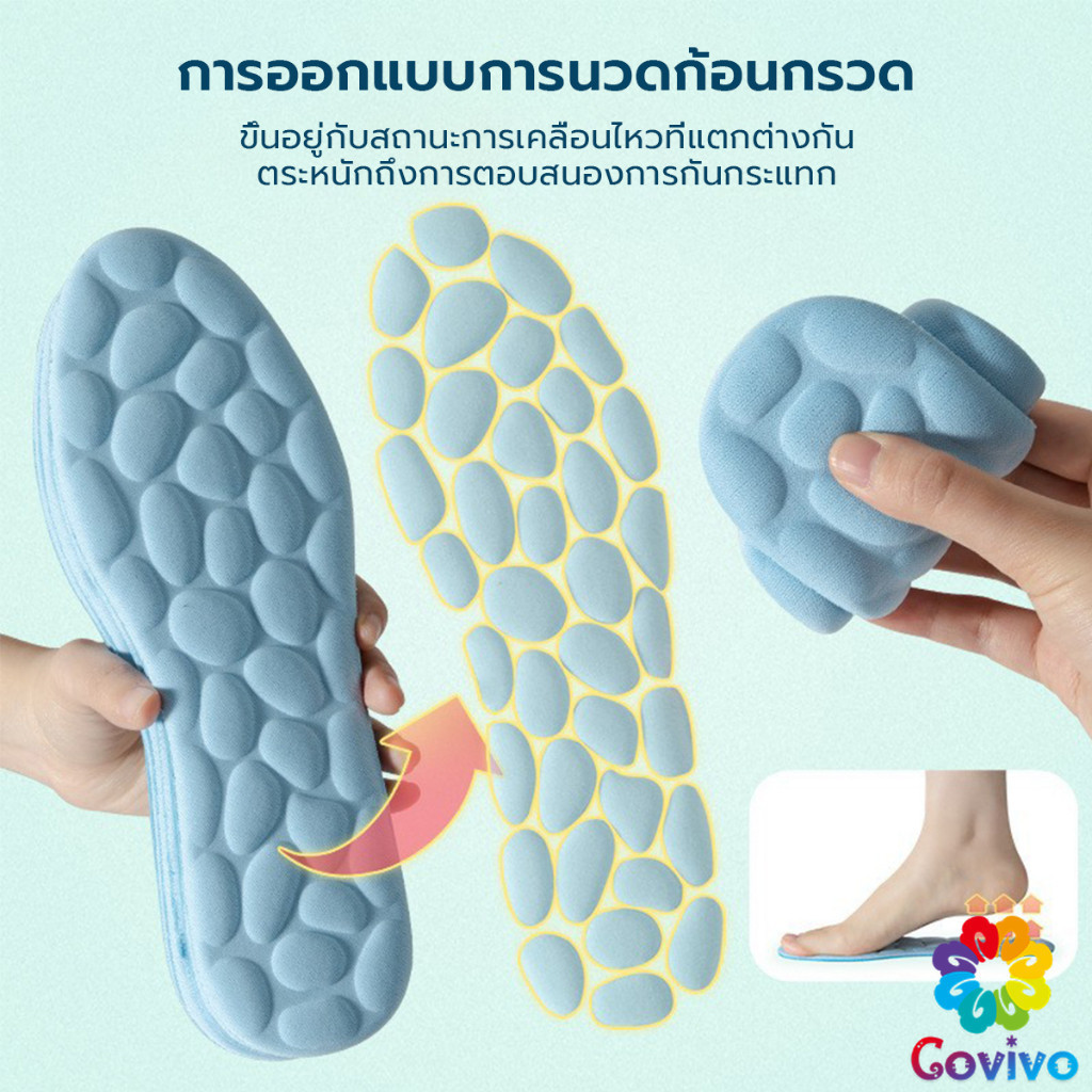 Covivo แผ่นพื้นรองเท้านวด พื้นนิ่ม ยืดหยุ่นสูง ดูดซับแรงกระแทก ระบายอากาศได้ดี  ไซซ์ 35-46 Sports insoles