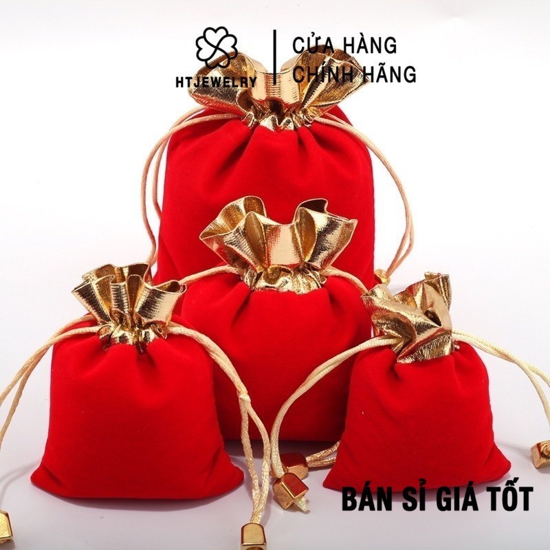 กระเป๋าหูรูดกํามะหยี่สีแดง 200 ใบ HTJEWELRY PH168