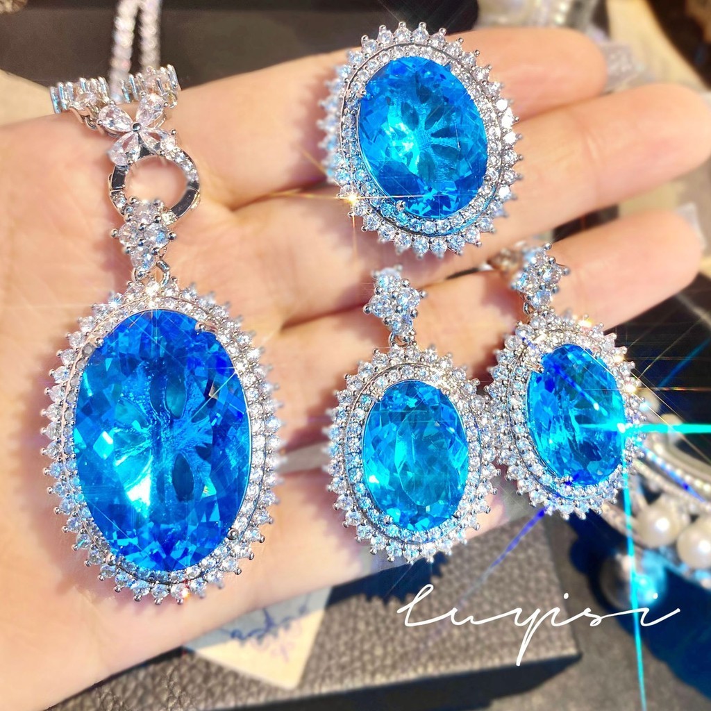 ชุดต ่ างหูจี ้ สร ้ อยคอ Aquamarine