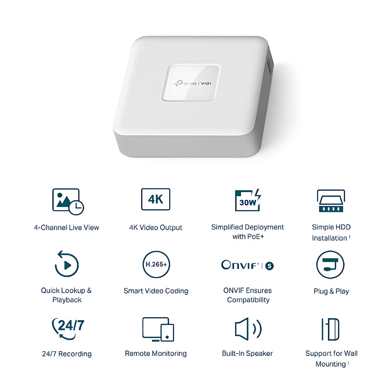 🛵มีส่งด่วน💨 TP-LINK VIGI NVR1104H-4P PoE+ 4 ช่อง Network Video Recorder เครื่องบันทึก รับประกัน 3 ปี