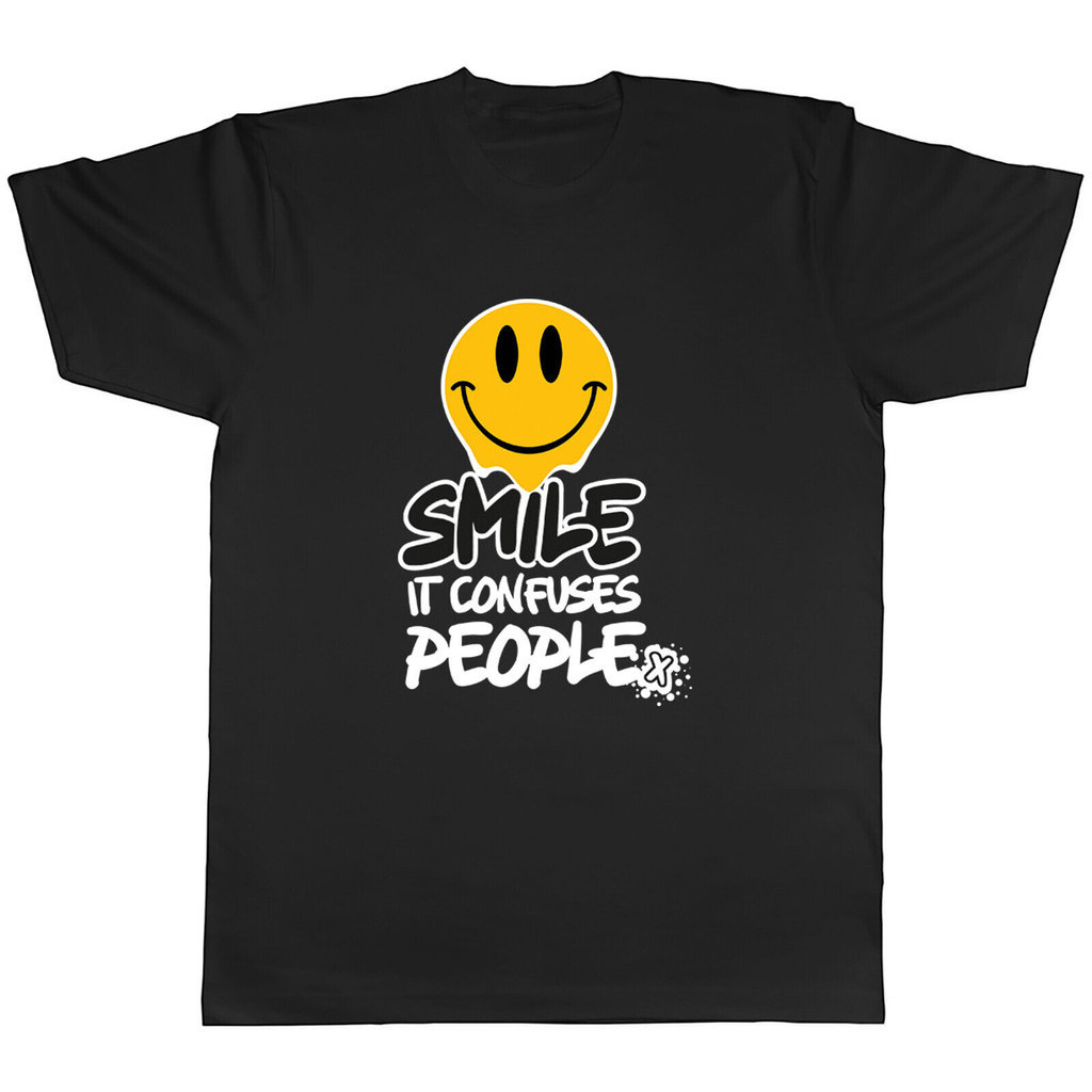 ตลก Sarcasm Mens T-Shirt Smile It Confuses People Emoji Tee Gift