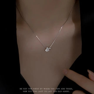 925 เงินเพทายรักสร ้ อยคอผู ้ หญิงคุณภาพสูง Clavicle Chain อุปกรณ ์ เสริมของขวัญขายส ่ ง