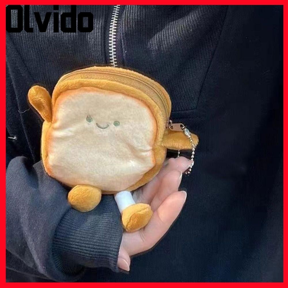 กระเป๋าใส่หูฟัง OLVIDO, กระเป๋าใส่เหรียญขนมปังปิ้งน้ําหนักเบาลายการ์ตูน, กระเป๋าใส่กุญแจเหรียญขนมปังแบบพกพาสาว