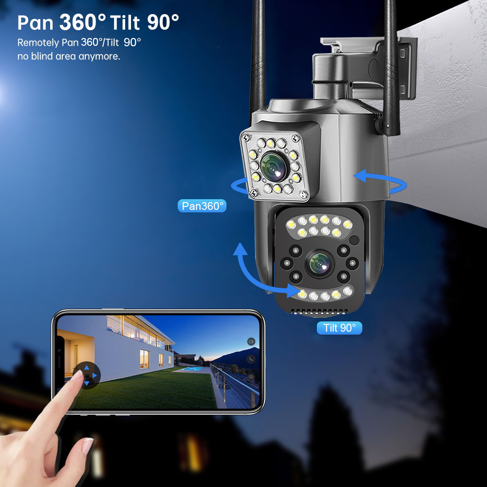 V380 PRO 4K หน้าจอคู่ 2กล้อง ดูพร้อมกันได้ 4Gกล้องวงจรปิด ไร้สาย wifi  สามารถใส่ซิมการ์ดได้ กลางคืนภาพสี การโทรแบบสองทาง