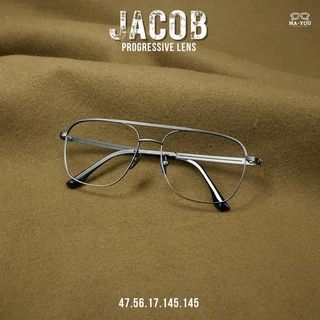 แว่นตาสายตายาวเลนส์โปรเกรสซีฟ ไร้รอยต่อ รุ่น JACOB ''เจคอบป์'' T-5115 กรอบแว่นไทเทเนี่ยม มอง 3 ระยะ ออกแดดเปลี่ยนสีเทาดำ