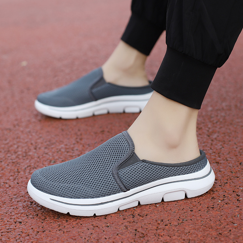 [35-48] คู่น้ําหนักเบา รองเท้าครึ่งตาข่ายผู้ชาย Slip on shoes Causal shoes สําหรับผู้หญิงผู้ชาย