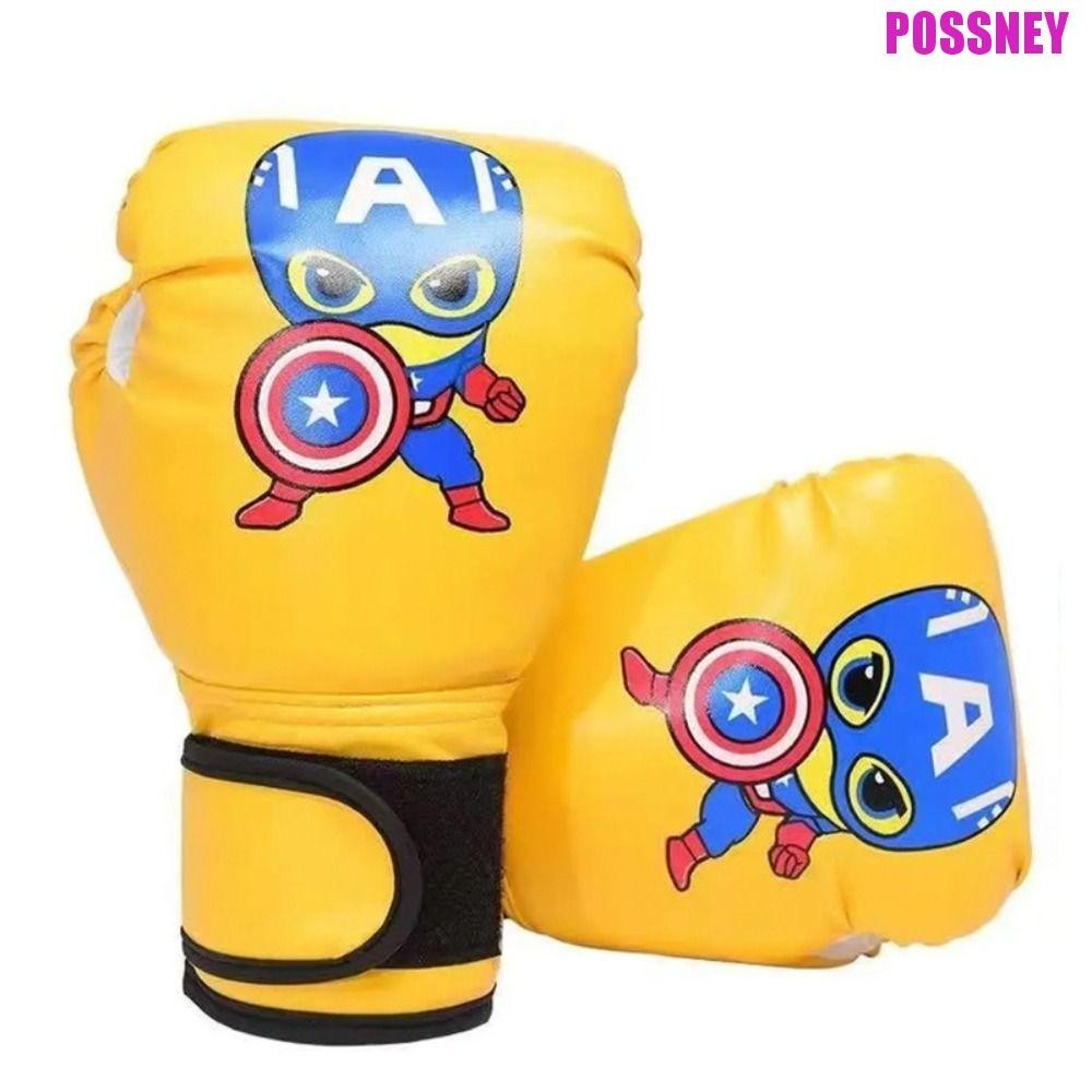 Possney ถุงมือกีฬา Ultraman, นวมชกมวยเด็ก Captain America Shock Man, ถุงมือออกกําลังกายสําหรับเด็ก|Masked Masked|ถุงมือป้องกันคิกบ็อกซิ่งหนัง ปู่ 3-12 ปีเด็ก