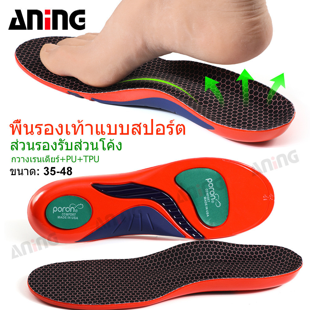Poron แผ่นรองฝ่าเท้าแบบแบนดูดซับแรงกระแทกบรรเทาอาการปวดส้นเท้ากันกระแทกสำหรับผู้ชายและผู้หญิง 1 คู่