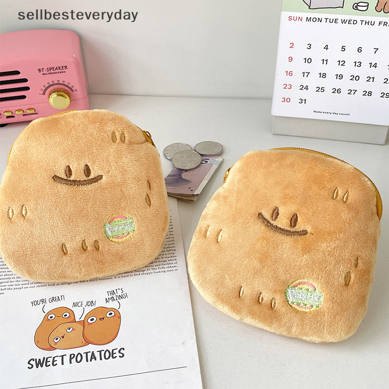 Seth น่ารักการ์ตูน Smile Potatoe กระเป๋าใส่เหรียญตุ๊กตาพวงกุญแจจี้แบบพกพากระเป๋าสตางค์หูฟังเหรียญ Lip Hairpin ซิปกระเป๋าเก็บ Vary