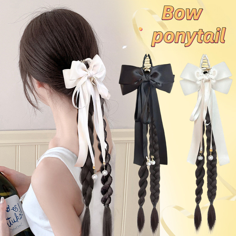 โบว์ผมหางม้ากิ๊บแฟชั่นเกาหลีที่สง่างามริบบิ้นวิกผมกิ๊บอุปกรณ์ผมสําหรับสาวหวาน