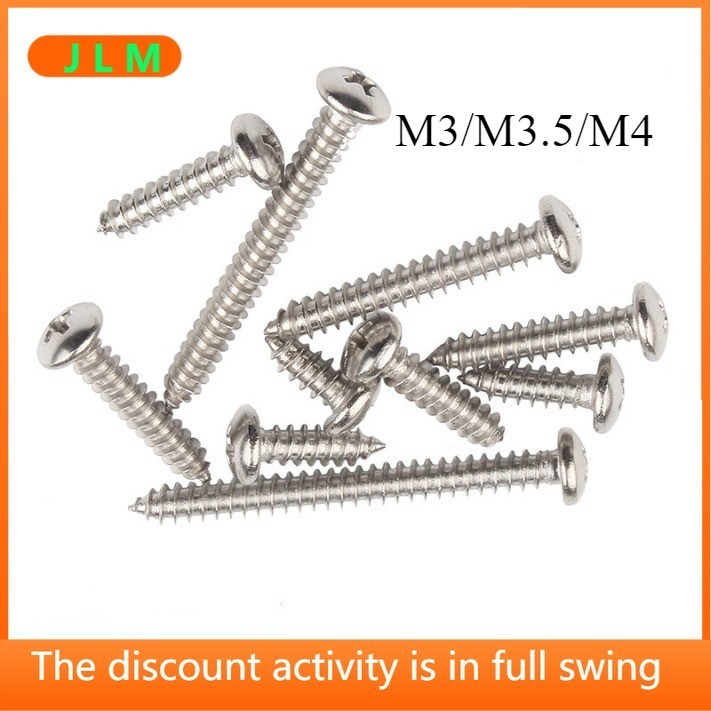 ((JLML) M3/m3.5/m4 สกรูแตะตัวเอง สกรูหัวกลม SUS304 สกรูไม้สแตนเลส สกรูเฟอร์นิเจอร์