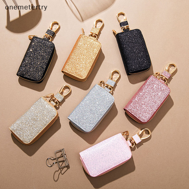 Onem เงา PU กระเป๋าซิป Key Holder Organizer กระเป๋ากุญแจรถพวงกุญแจกระเป๋าสตางค์แฟชั่น Simple Key Case กระเป๋ากุญแจรถป้องกัน n