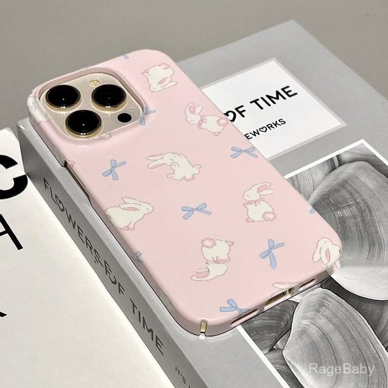 Insลมเต็มหน้าจอโบว์กระต่ายappleเคสโทรศัพท์anti-percussionป้องกันเหมาะสําหรับiphone11 11promax 12 13 14 15 pro max 14promax 14pro 13pro 13promax xr xsmax Matte Hard Case Shell