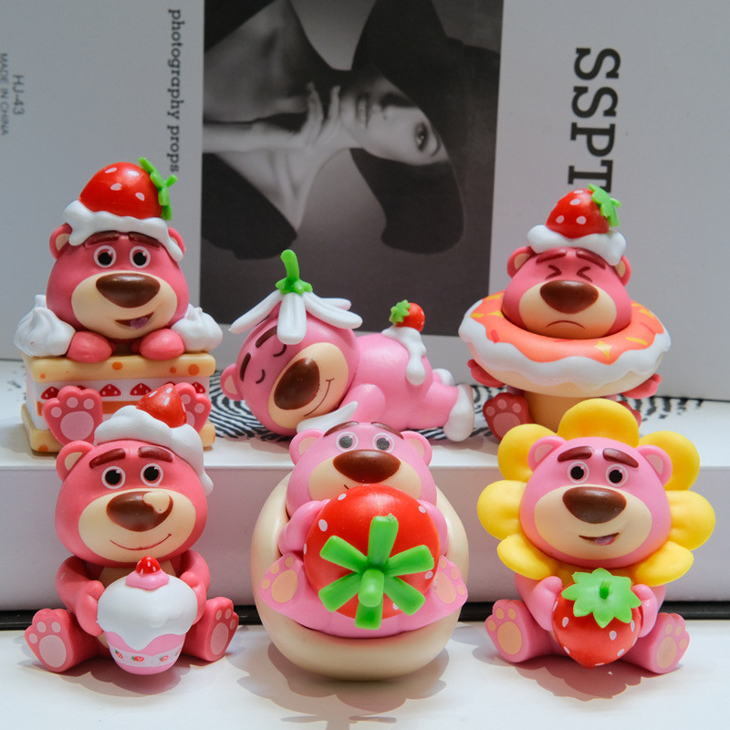 โมเดลน่ารัก มี 6 แบบ Strawberry Doll โมเดลของเล่น สตรอเบอรี่หมี ซานริโอ จะซื้อแยกหรือเป็นชุดก็ได้ โมเดลอนิเมะ