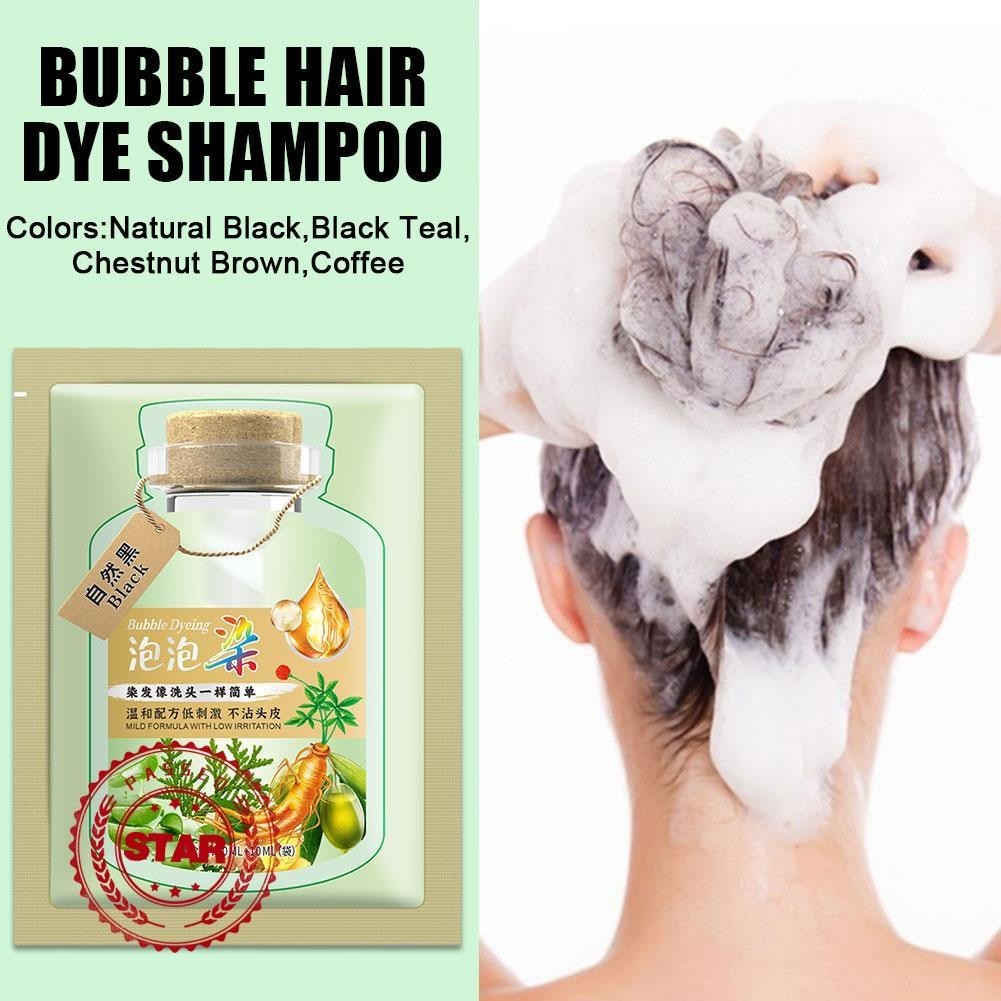 Bubble Hair Dye Shampoo ครอบคลุมผมสีขาว Hair Care S0J4