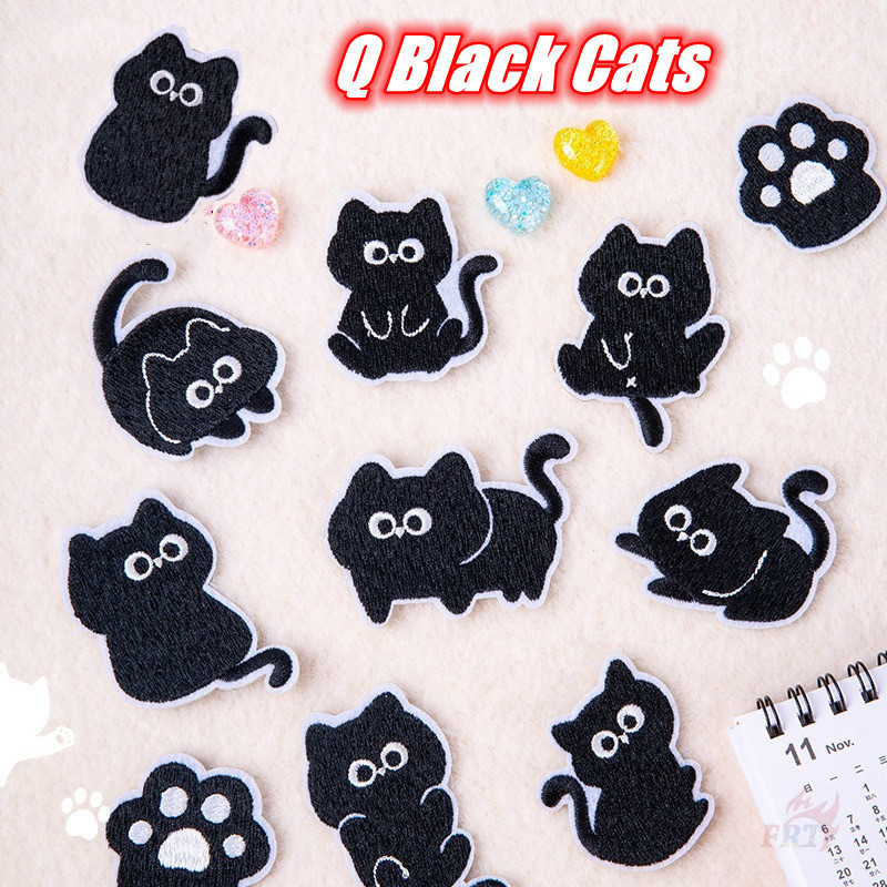 ☸ Q Funny Black Cats Series 03 แผ่นแปะสติ๊กเกอร์มีกาวในตัว ☸ 1 ชิ้น DIY เหล็กบนเย็บเสื้อผ้ากระเป๋าอุปกรณ์เสริมตกแต่งป้ายแพทช์
