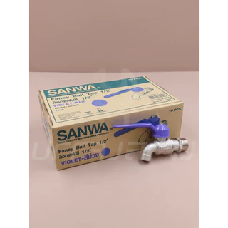 (ยกกล่อง 10 ชิ้น) SANWA ทองเหลืองแท้ ก๊อกบอลแฟนซี