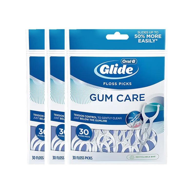 ไหมขัดฟัน Oral B Glide 3D รูปตัว Y Picks Gum Care ทําความสะอาดฟัน 30 ชิ้น