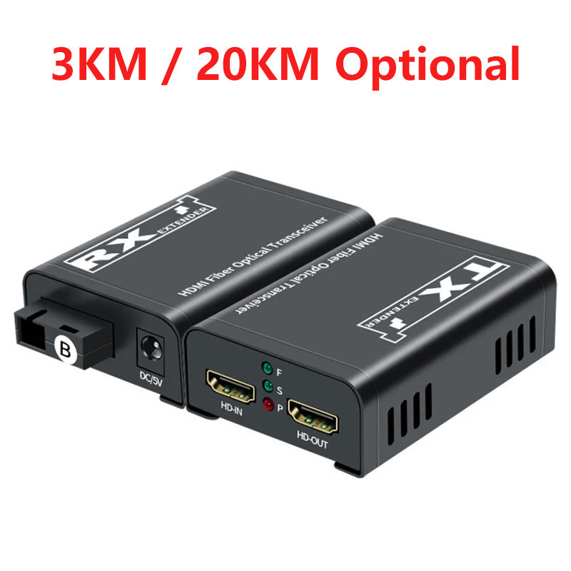 20km HDMI Fiber Extender Over Single SC Fiber Optical Cable Vs 3km 1080P HDMI To Fiber Optical Video