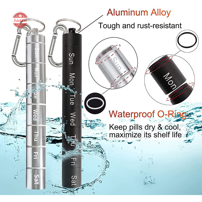 Adachoi Metal Weekly Pill Box แยกภายใน 7 วันพวงกุญแจที่ทันสมัยสําหรับยา Organizer TH - รูปที่ 5