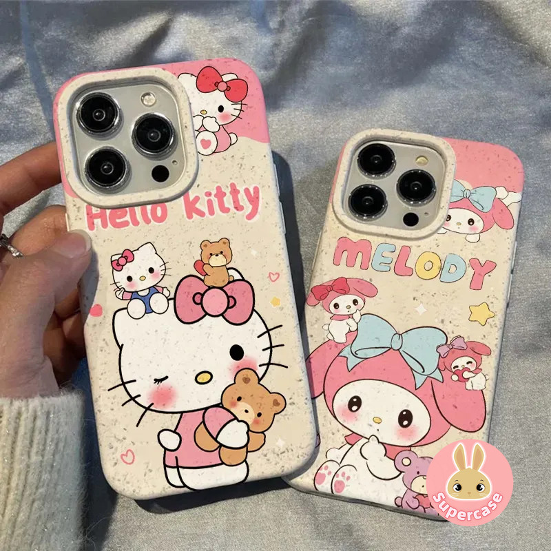 Sanrio HelloKitty Melody สําหรับ Honor X9B X9 X9A 100 90 80 GT 70 60 Pro 9X Pro Magic 6 Pro 5 4 Lite Mate 60 50 40 30 Anti-Fall ปลอกน่ารักน่ารักฝาครอบโทรศัพท์ข้าวสาลีนุ่ม
