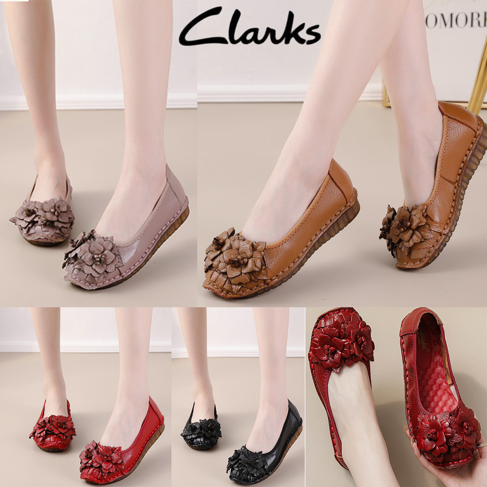 Clarks รองเท้าริบบิ้นใหม่รองเท้าผู้หญิง clarks Flats ผู้หญิงของแท้หนังผู้หญิง Jasmine รองเท้าบัลเล่ต