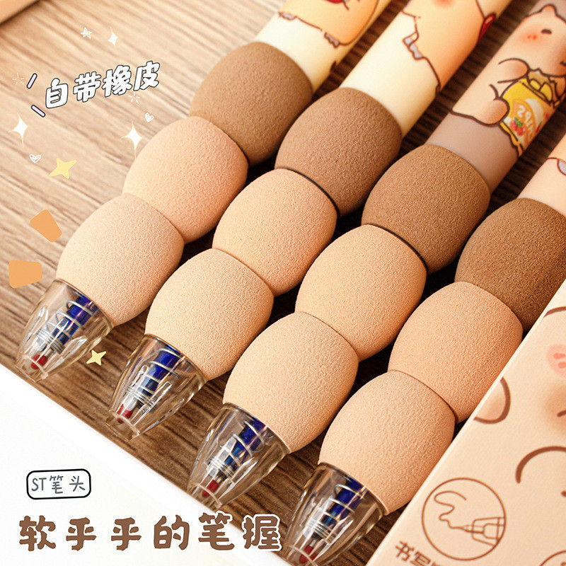4 ชิ้น Kapibara นุ่ม Oubao กดด้านข้าง Erasable รูปที่ 7