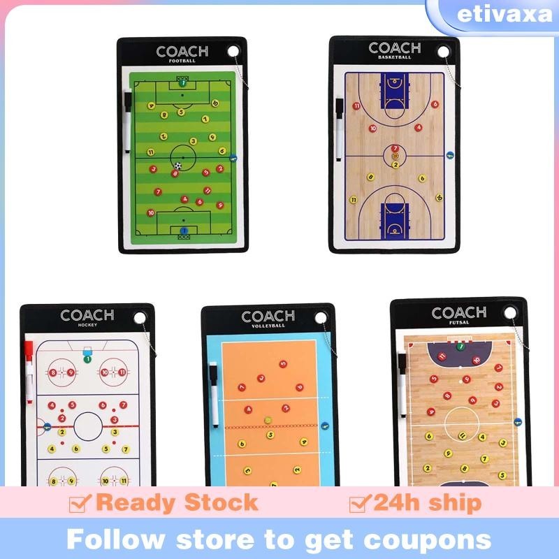 [Etivaxa] Double Sided Coaches Board Professional Basketball Soccer Volleyball Coaching คลิปบอร์ดเกมวางแผนสาธิตการสอน Assistant
